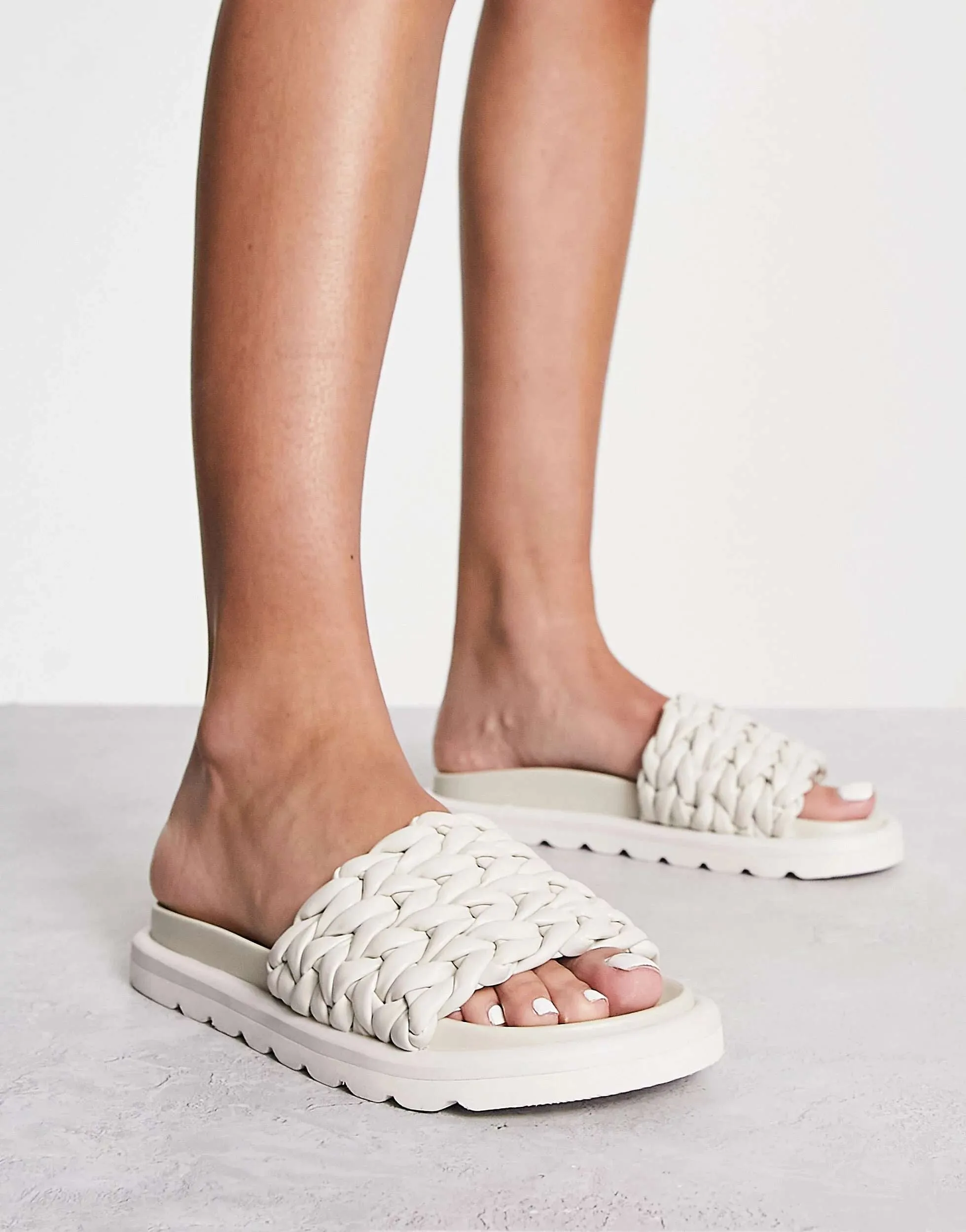ASOS Fiction White Woven Vamp Sandals