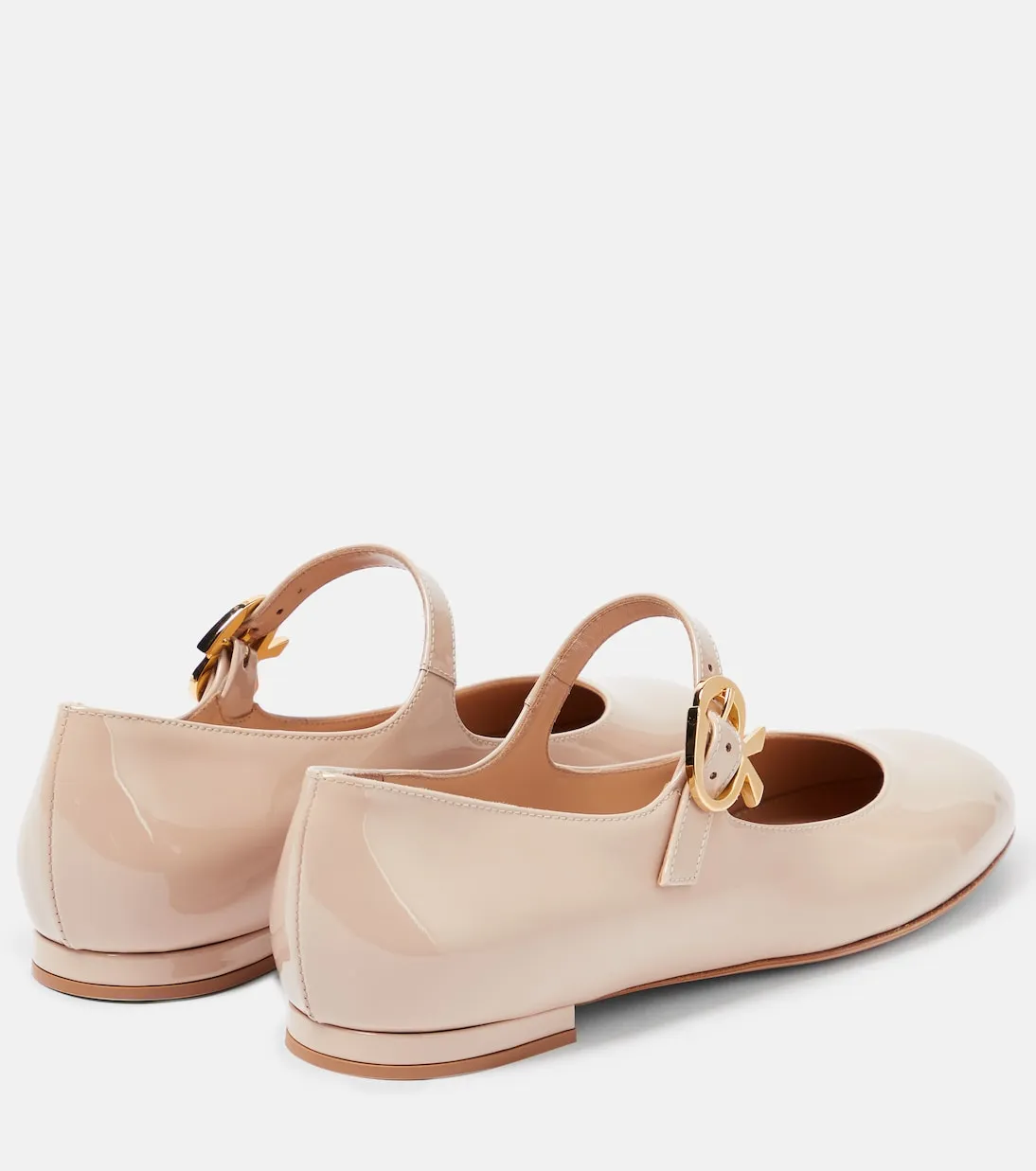 Gianvito Rossi patent leather ballet flats, neutral