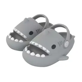 Shark Soft Slides with Strap, Gray