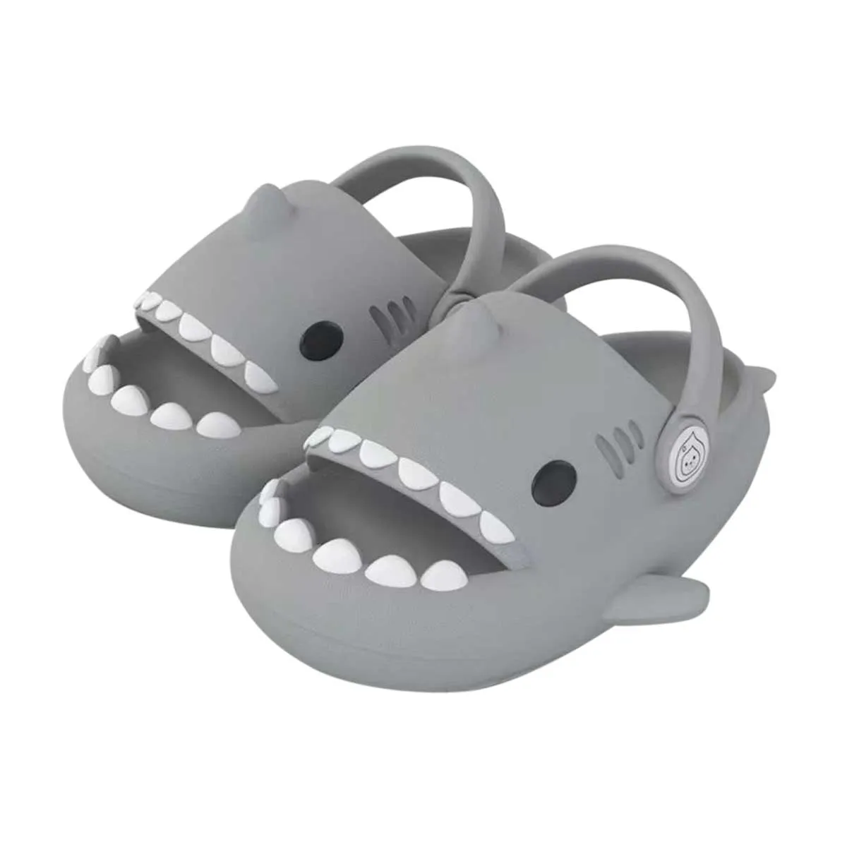 Shark Soft Slides with Strap, Gray
