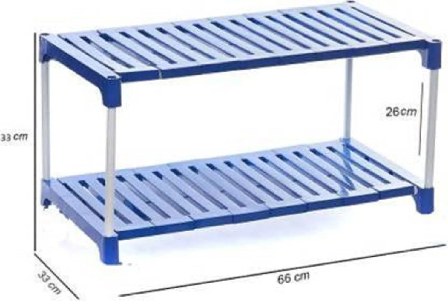 YMRR® Portable Multipurpose Shoe Rack with Strong Metal Rods & Plastic Shelves - Space-Saving Organizer for Shoes, Clothes, Books, Toys, Kitchen Utility (2 Racks, White & Blue)